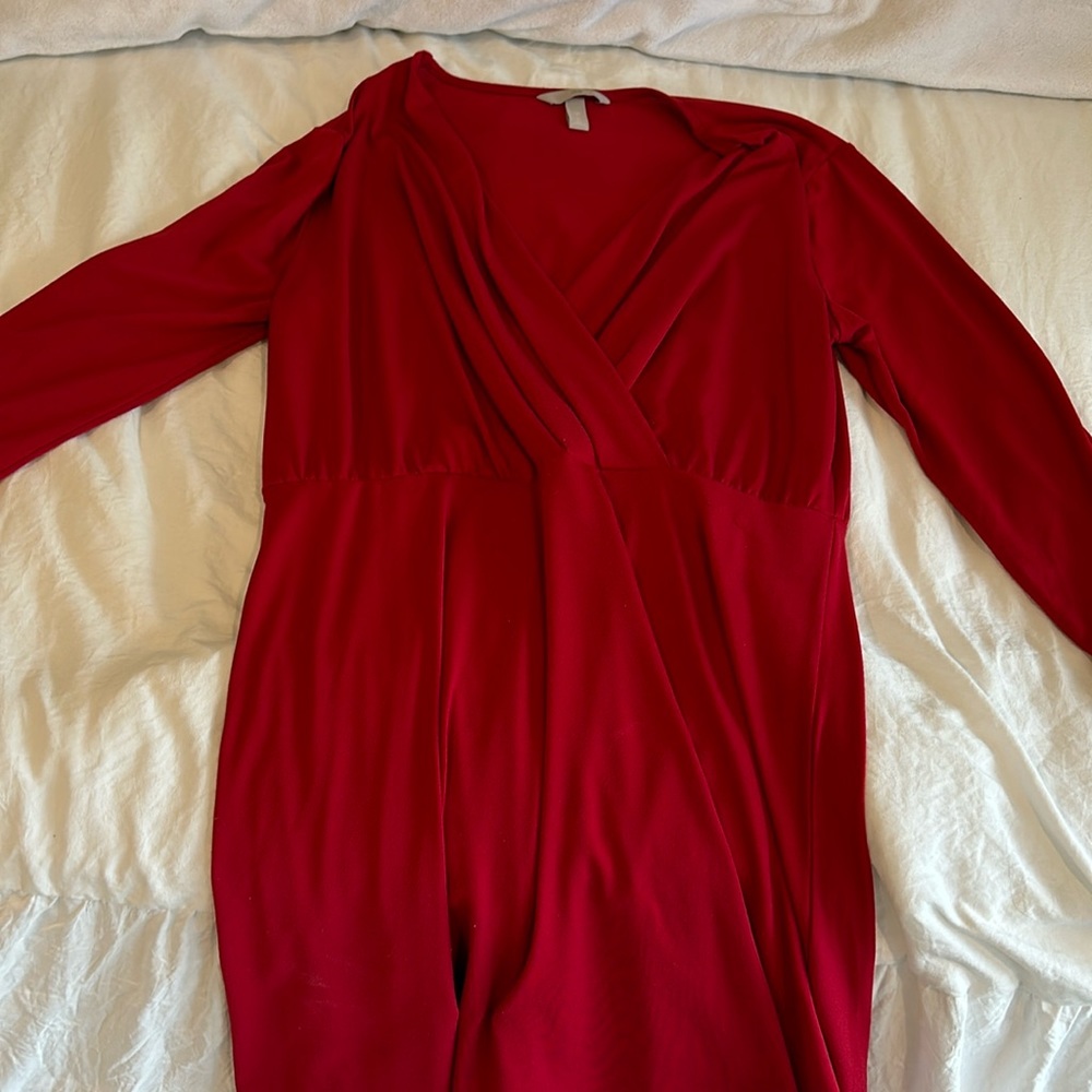 H&M long sleeve red dress